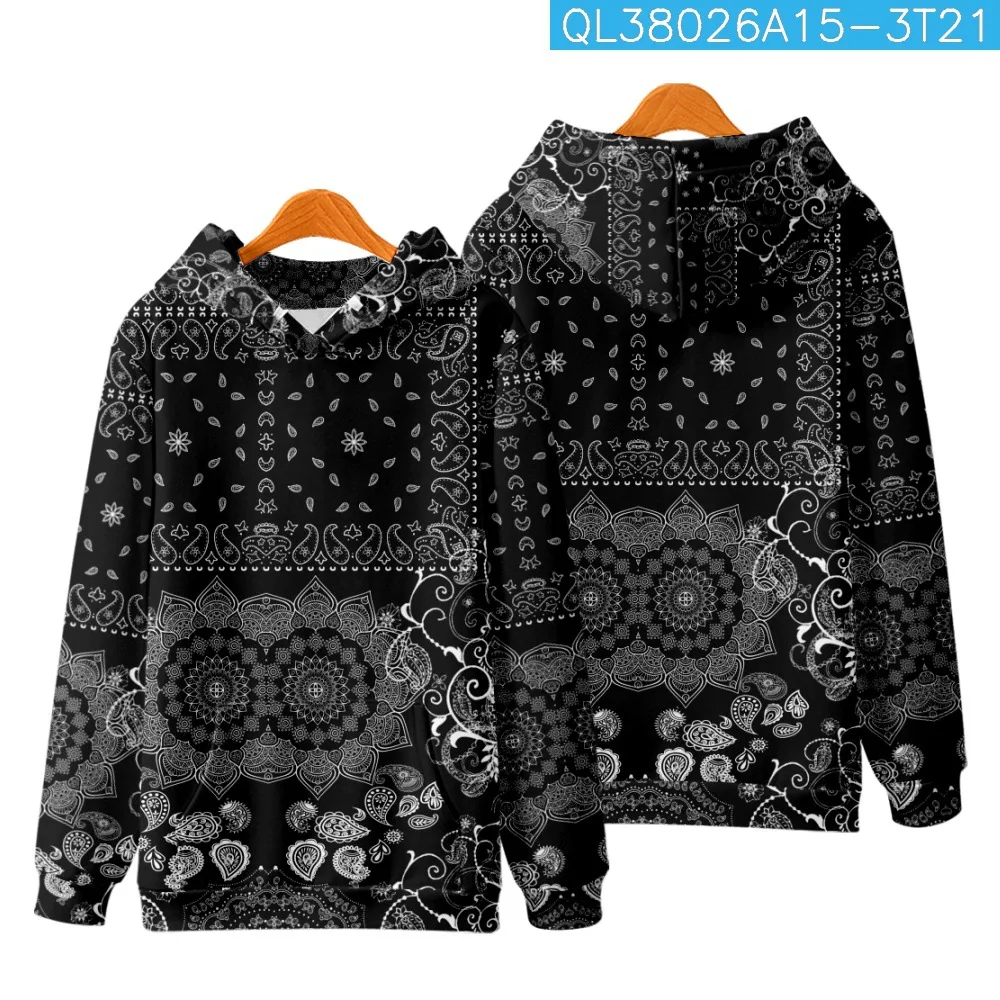 

Autumn Casual Couple Men Women Pullover Cartoon Cashew Flowers Printed Black Long Sleeve Hoodies Sweatshirt Harajuku Streetwear