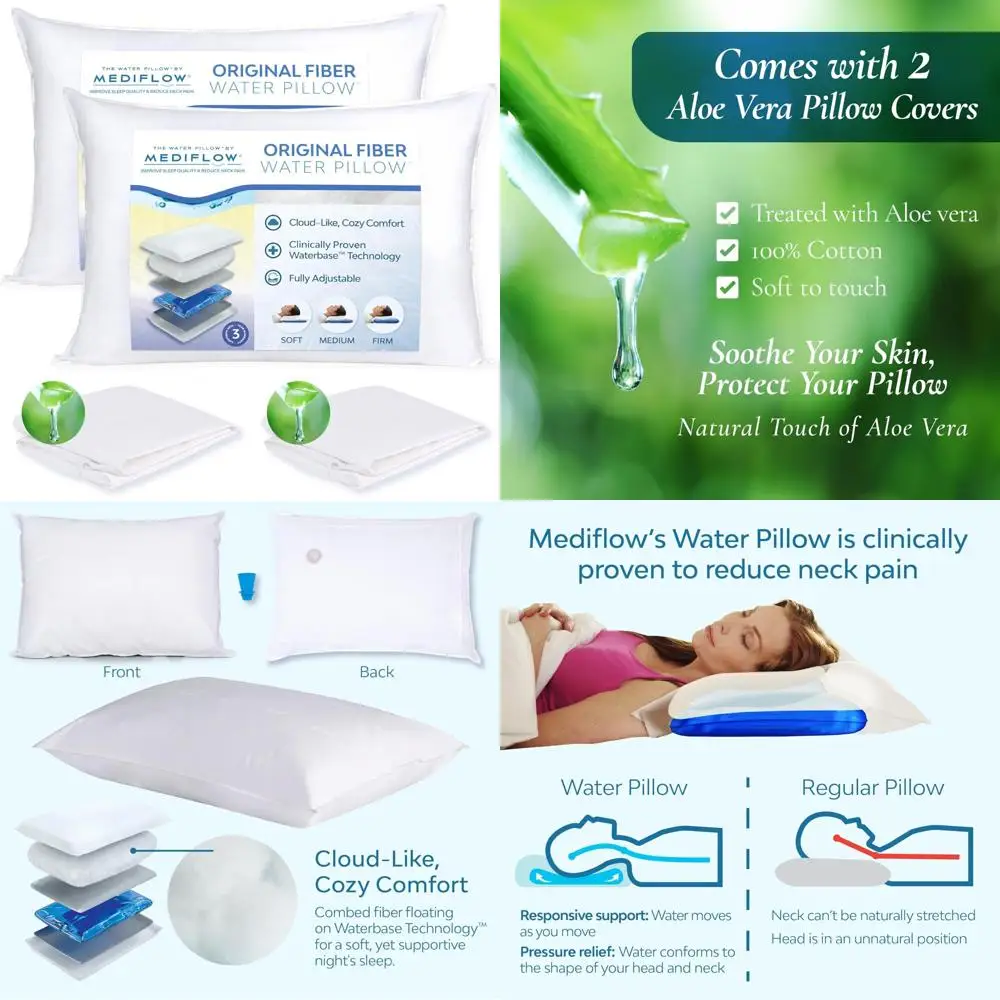 وسادة مياه من الألياف Mediflow: دعم قابل للتخصيص لآلام الرقبة، مناسبة لنوم الجانب والظهر والمعدة، التصميم الأصلي #1