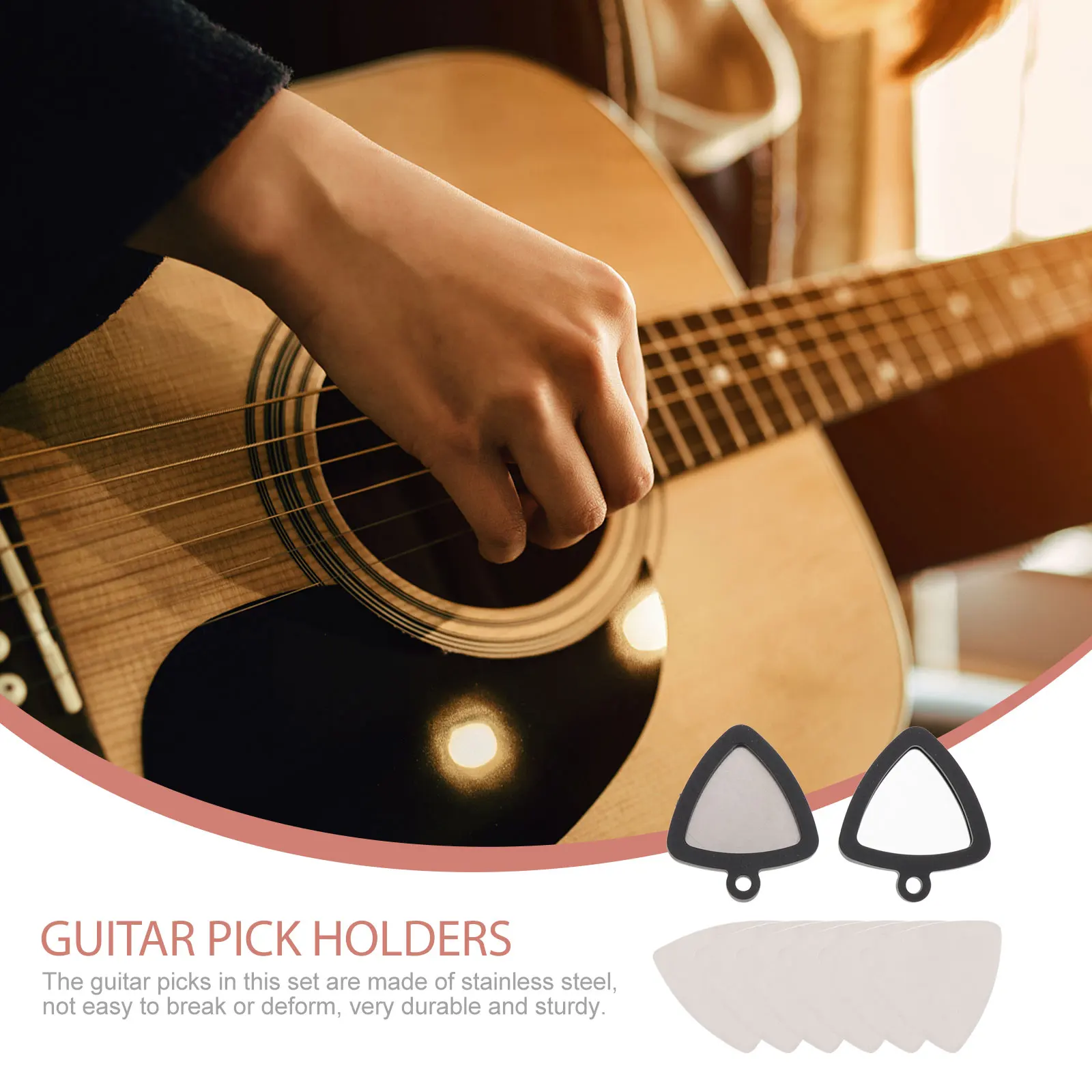

1Set Silicone Guitar Pick Holder Premium Flexible Protective Case Hole for Necklace Keychain Stainless Steel Guitar Picks Set