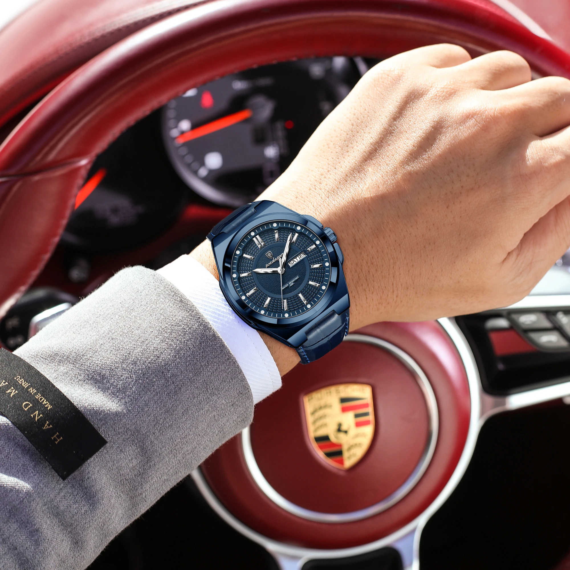 POEDAGAR Men's Waterproof Luminous Quartz Watch