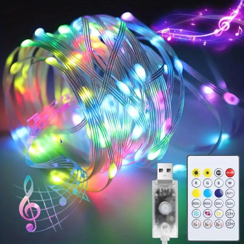 10M RGB USB LED Skin-Line Light Strip with Remote Control for Christmas Bedroom Decoration Colorful Adjustable Lighting