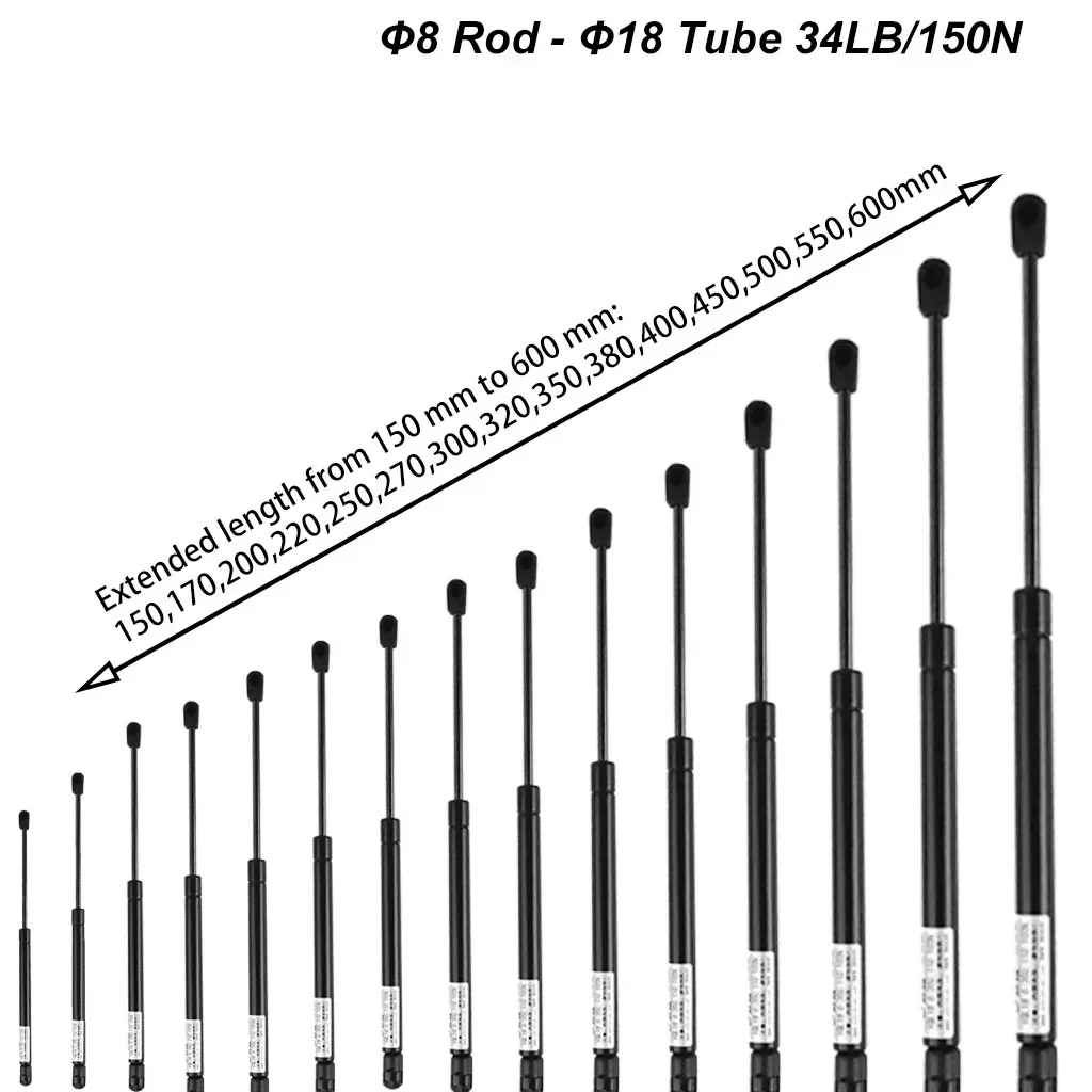 1PC 150N/34LB 150-600mm Universal Gas Strut Lift Support Tonneau Cover Truck Bed Cover Motorhome Door RV Compartment Truck Cap