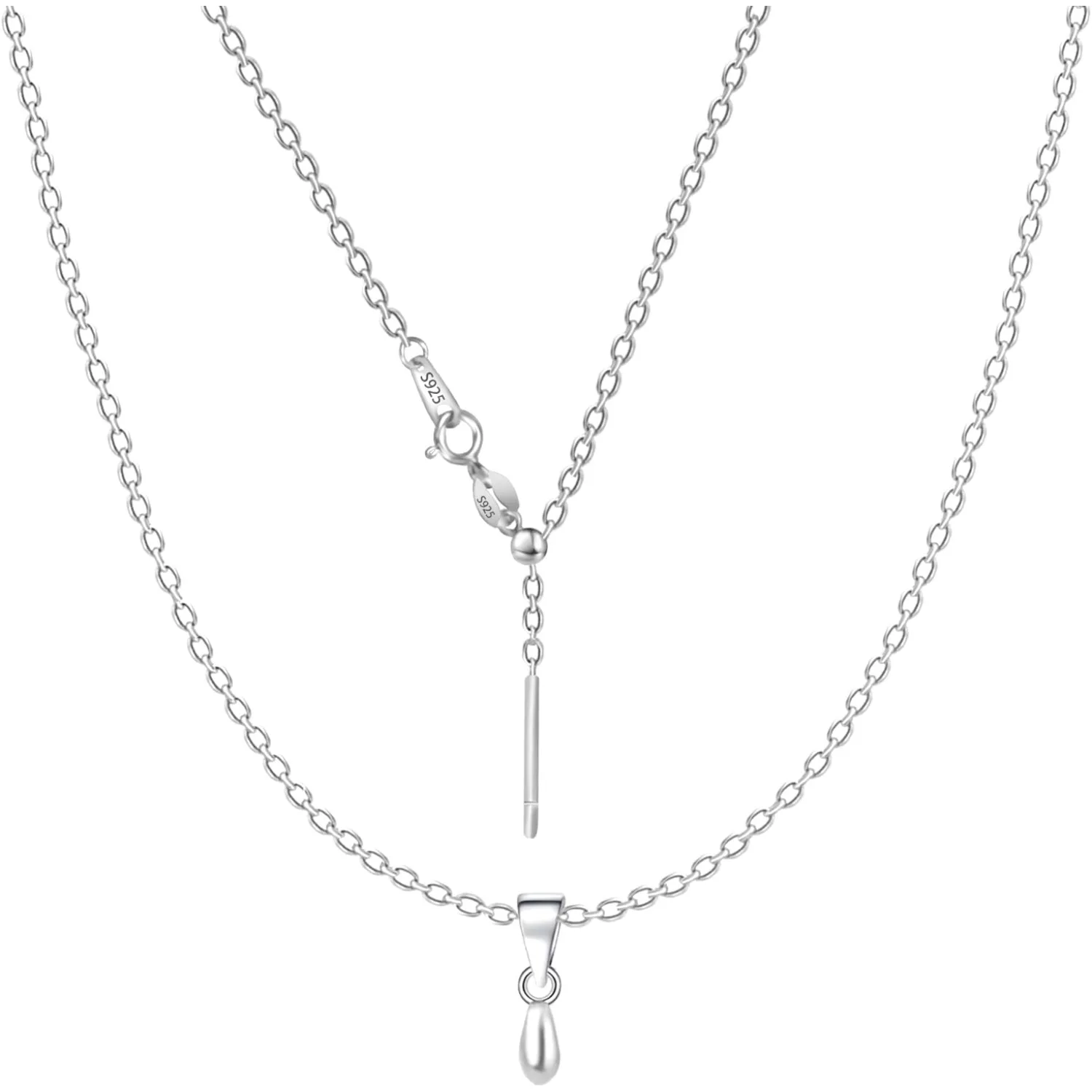 

Ожерелье-цепочка из стерлингового серебра 925 пробы для женщин, серебряная цепочка с регулируемой длиной от 14 до 18 дюймов (серебро)