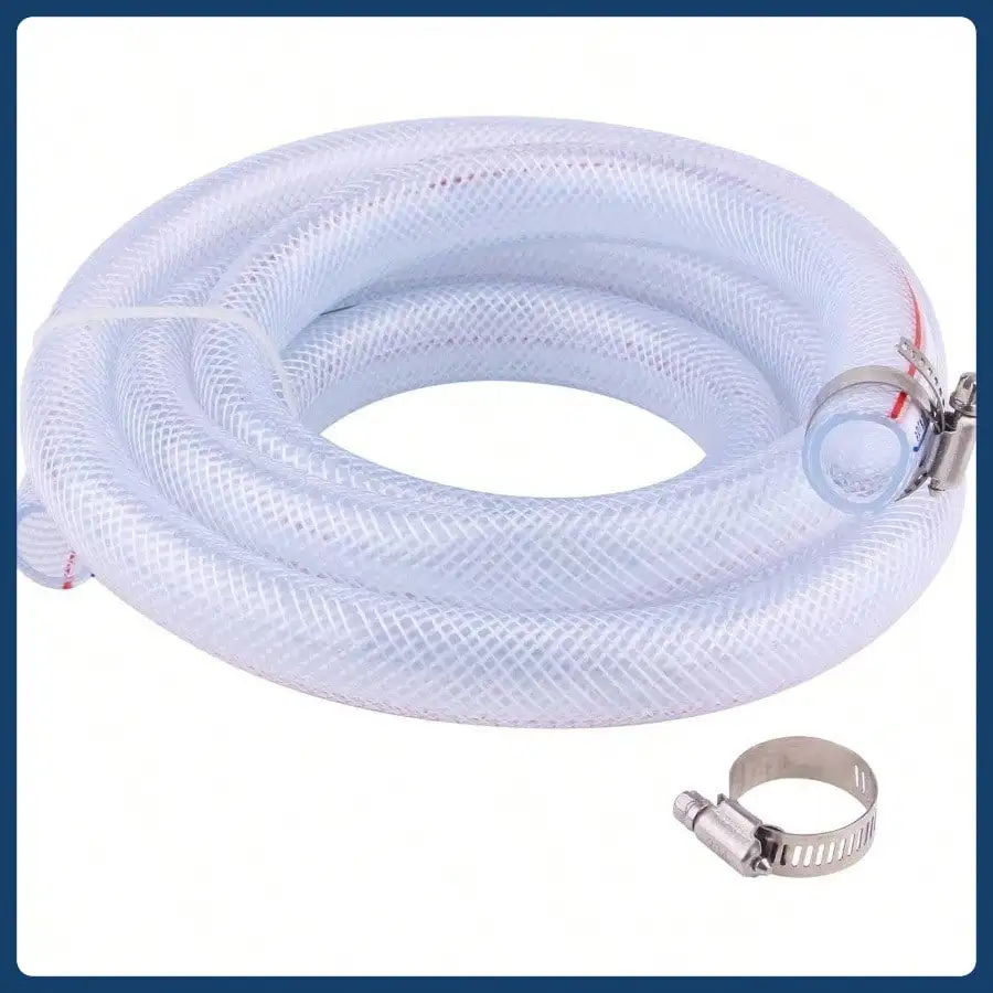 

Мягкая плетеная трубка из ПВХ - 34 IDx 1 OD Гибкая трубка из ПВХ высокого давления, армированный виниловый шланг, масло с 2 хомутами для шлангов, 10 футов