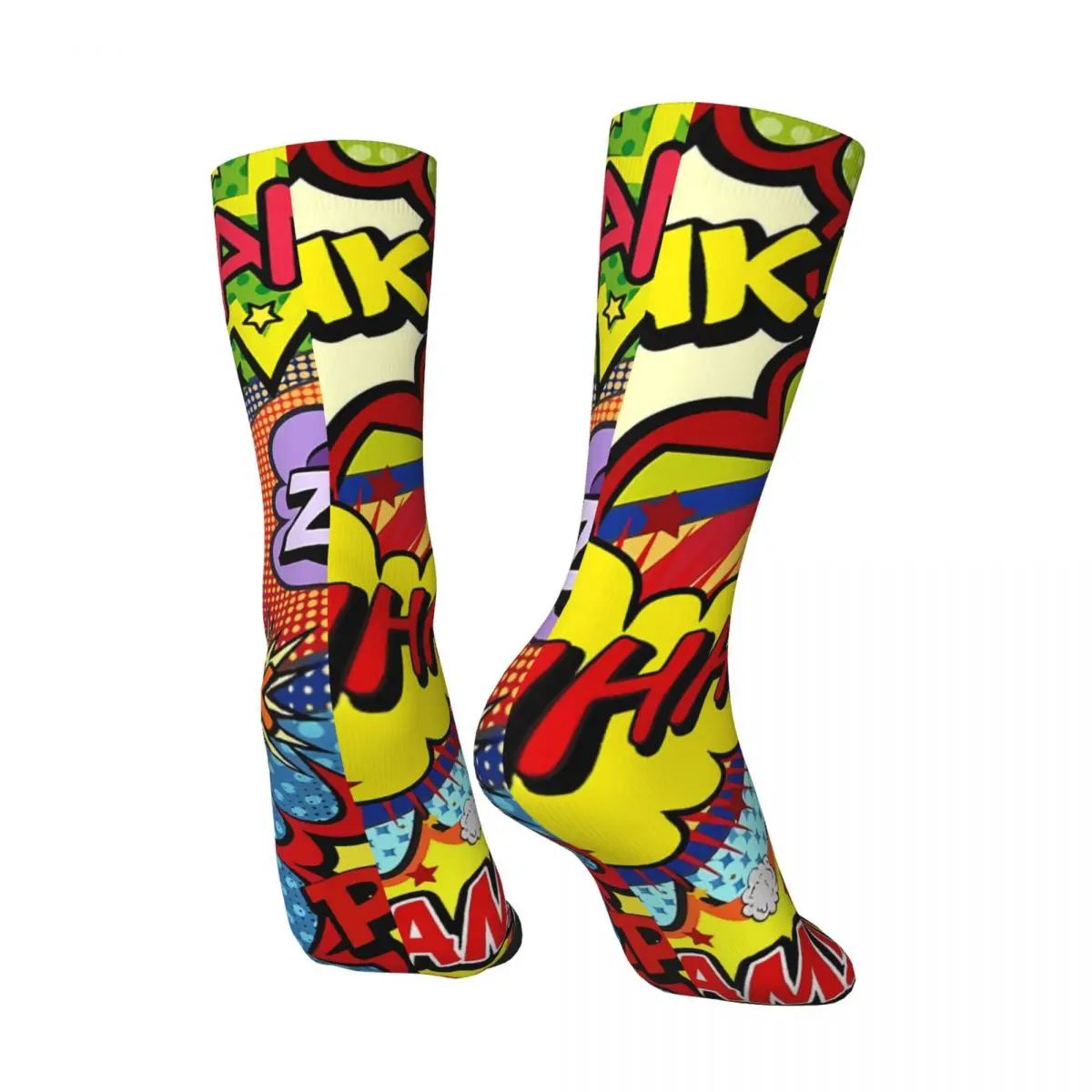 Happy Retro Colorful Comic Book Panels Crazy Men\'s Socks Unisex Street Style Seamless Printed Funny Crew Sock Boys Gift