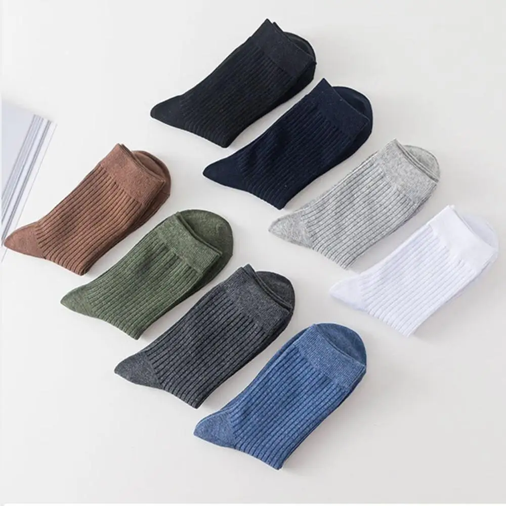 

Basic High Quality Solid Color Business Breathable Knitting Rib Men Dress Socks Crew socks Cotton Socks Men's Socks