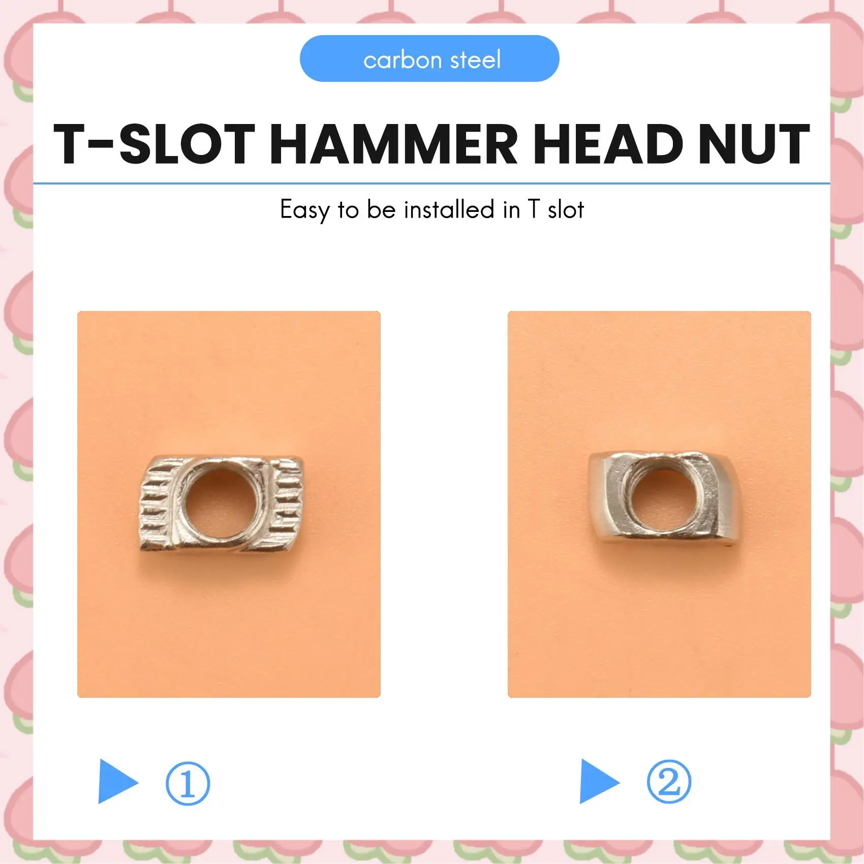 N18R 50 قطعة M5 T-Slot المطرقة رئيس الجوز 2020 سلسلة الألومنيوم الشخصي فتحة البثق المعايير الأوروبية (M5 X 10 X 6 مللي متر)