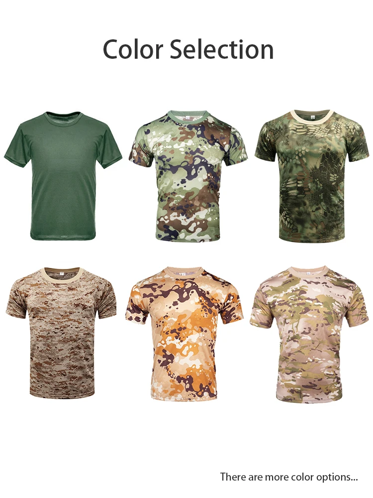 T-shirt mimetica tattica da uomo - T-shirt a maniche corte traspirante ad asciugatura rapida per allenamento estivo all'aperto e attività sportive
