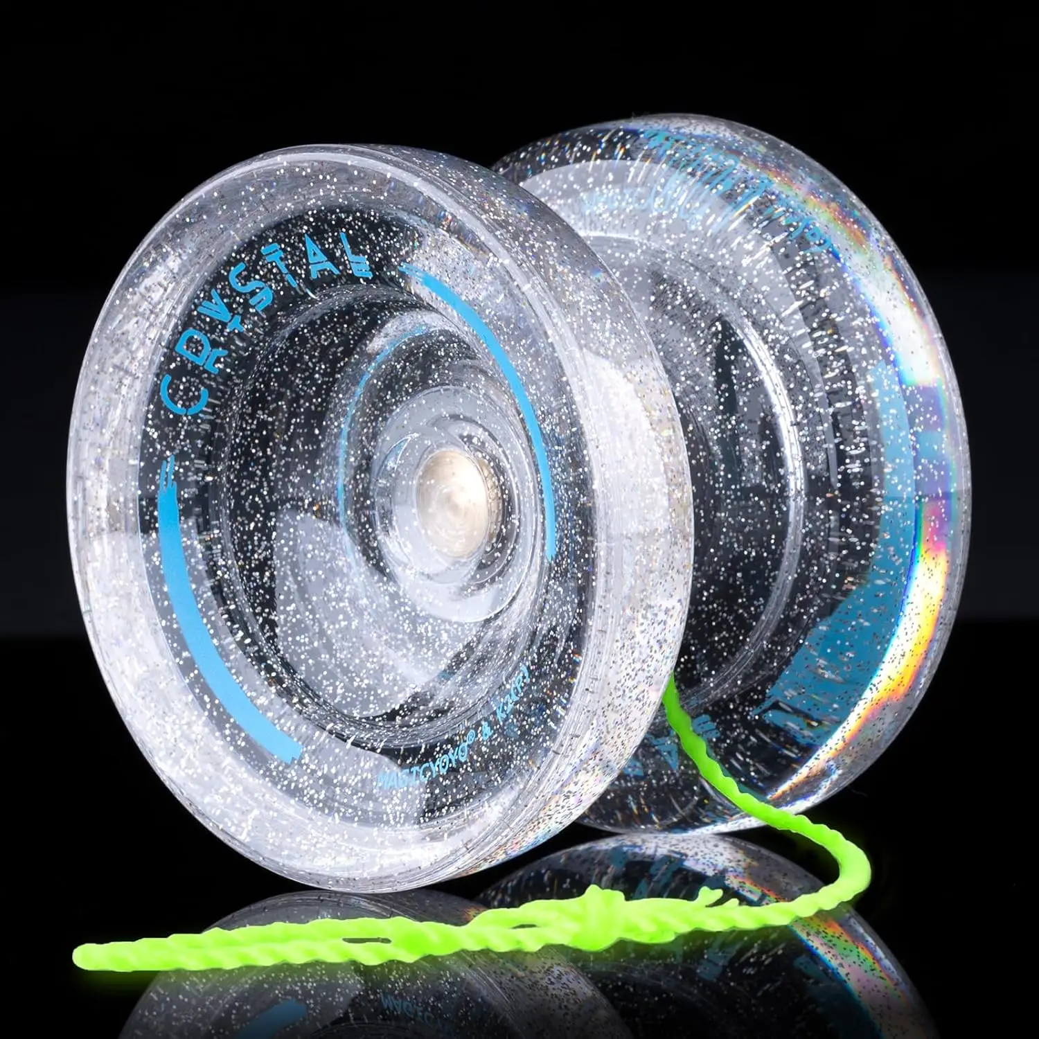 MAGICYOYO K2 Crystal Yoyo Silver Glitter Clear, Pro Responsive Yoyo for Kids, Finger Spin Trick Yoyo for Beginner, Dual Purpose