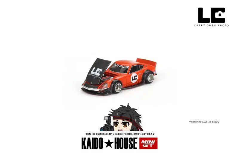 TSM model KAIDO HOUSE MINI GT 1/64 KHMG100 Fairlady Z Kaido GT 'ORANGE BANG' Larry Chen V1 Diecast Model samochodu Zabawki dla dzieci Prezent