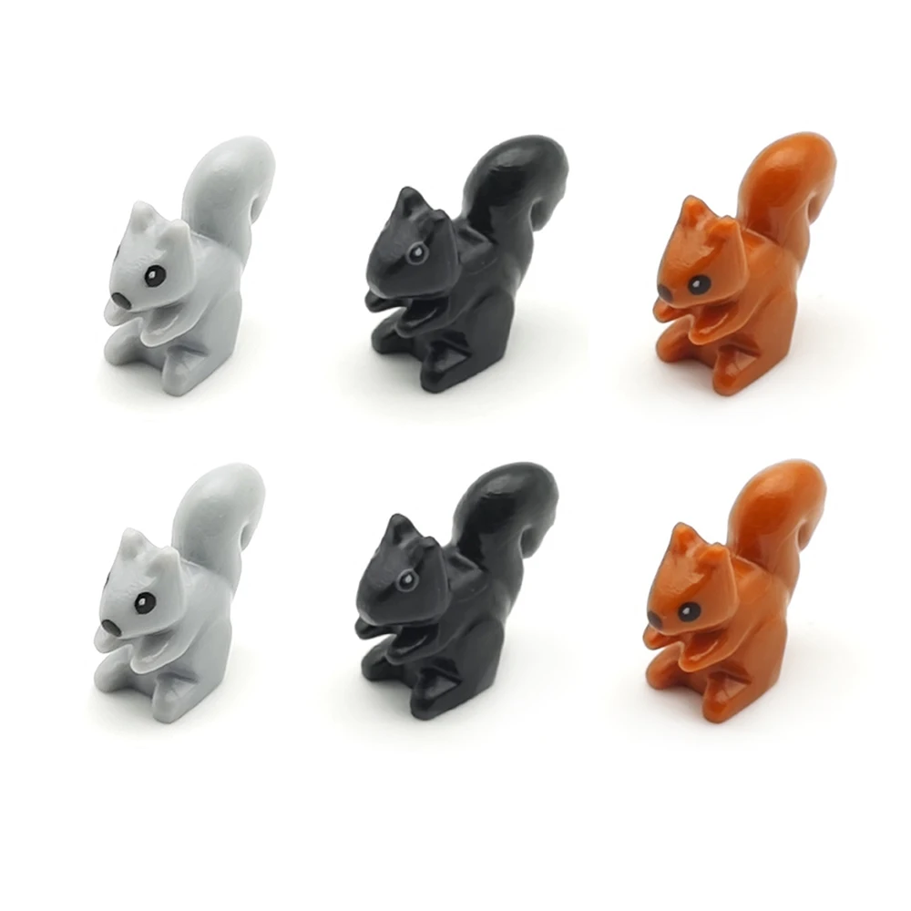 5 PCS Animal Squirrel Building Blocks MOC Forest Garden Scene Decoration Animal Parts Children's Toys Christmas Gift