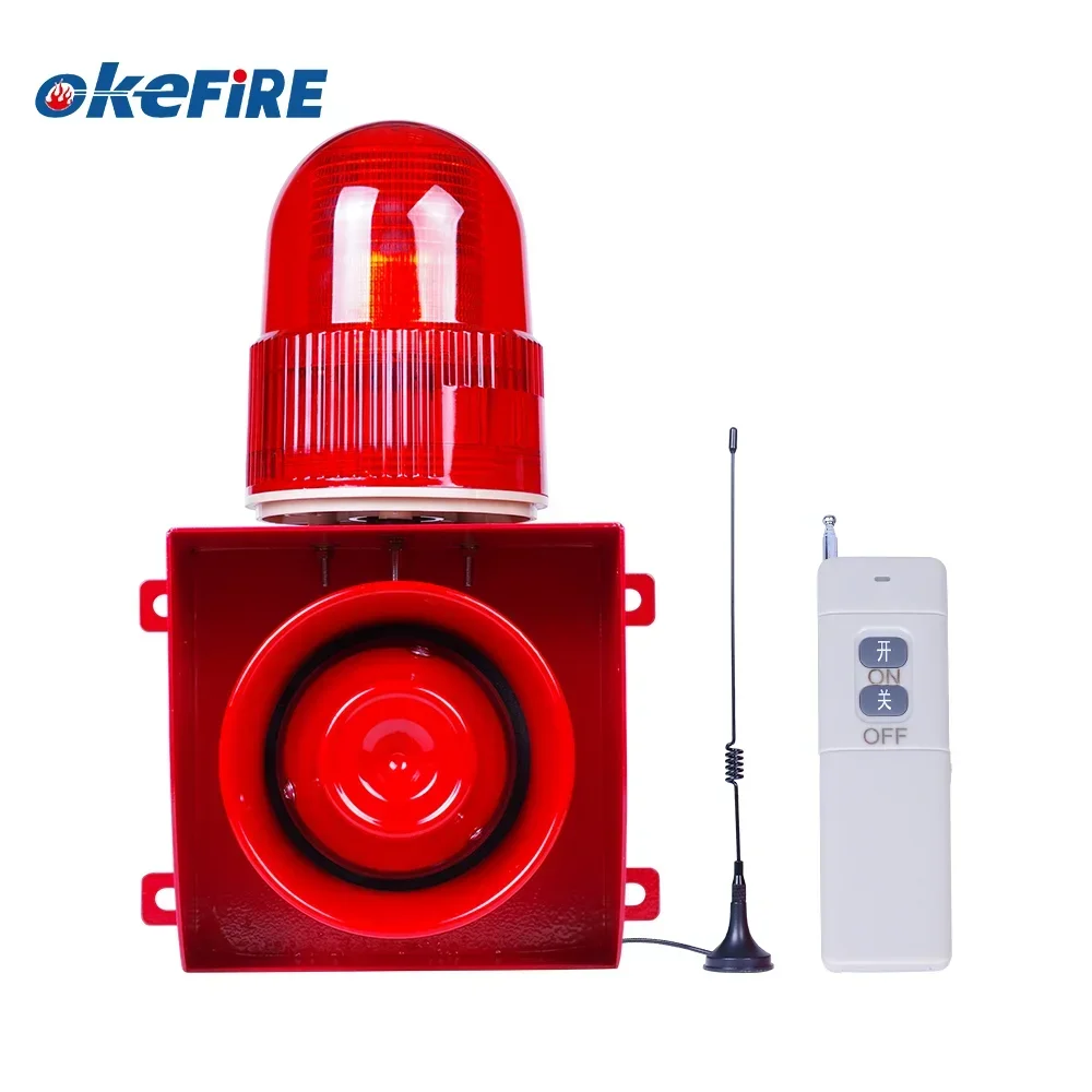 Okefire Audible and Visual Alarm Sound and Light Loud Alarm Siren with Strobe Light Warning Remote Control 500m Distance 0-120dB