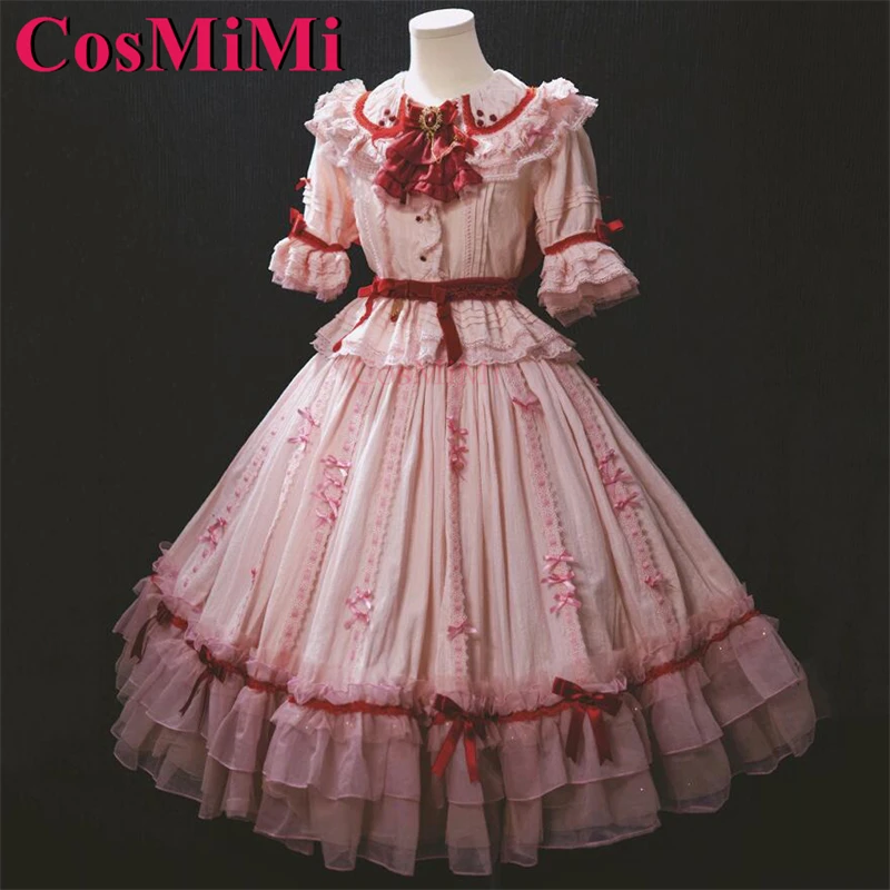 CosMi Remilia Scarlet juego de Cosplay Touhou Project disfraz precioso vestido rosa dulce elegante ropa de juego de rol para fiesta de Carnaval