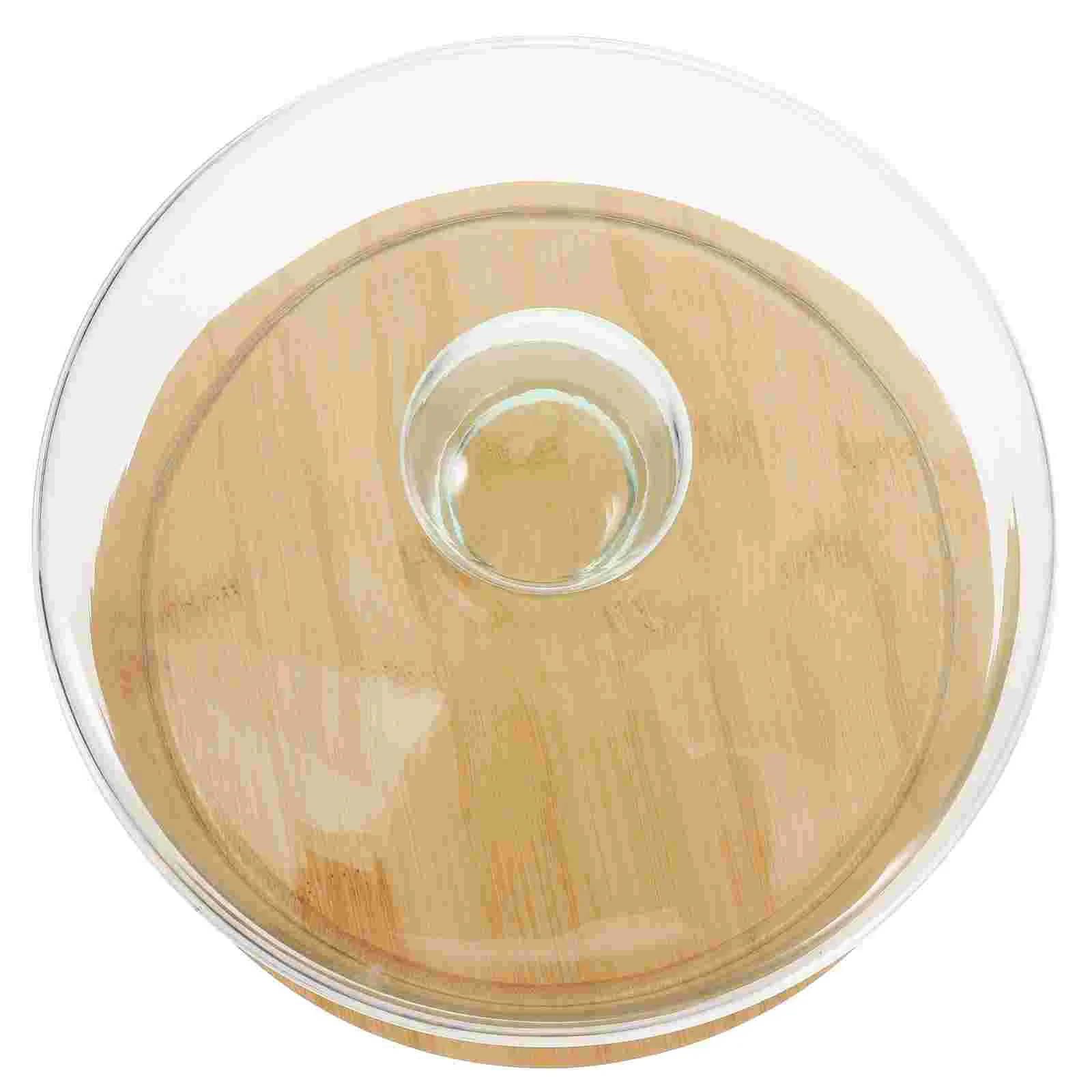 

Cake Glass Cover Food-grade Material with Tray Decorative Hood Cheese Dessert Displaying Wooden Protect