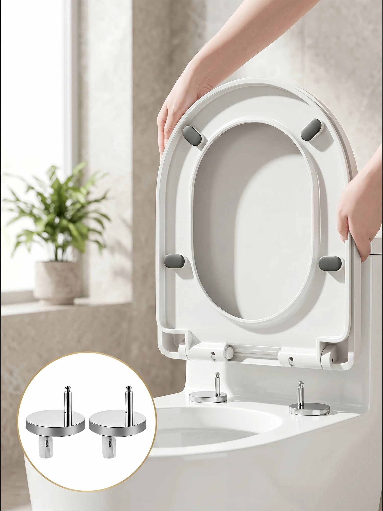 

Universal Toilet Seat Cover Hinge Replacement Parts Mounting Bumper Hardware Connector Fixing Fittings Bolts Screws Pads Kit