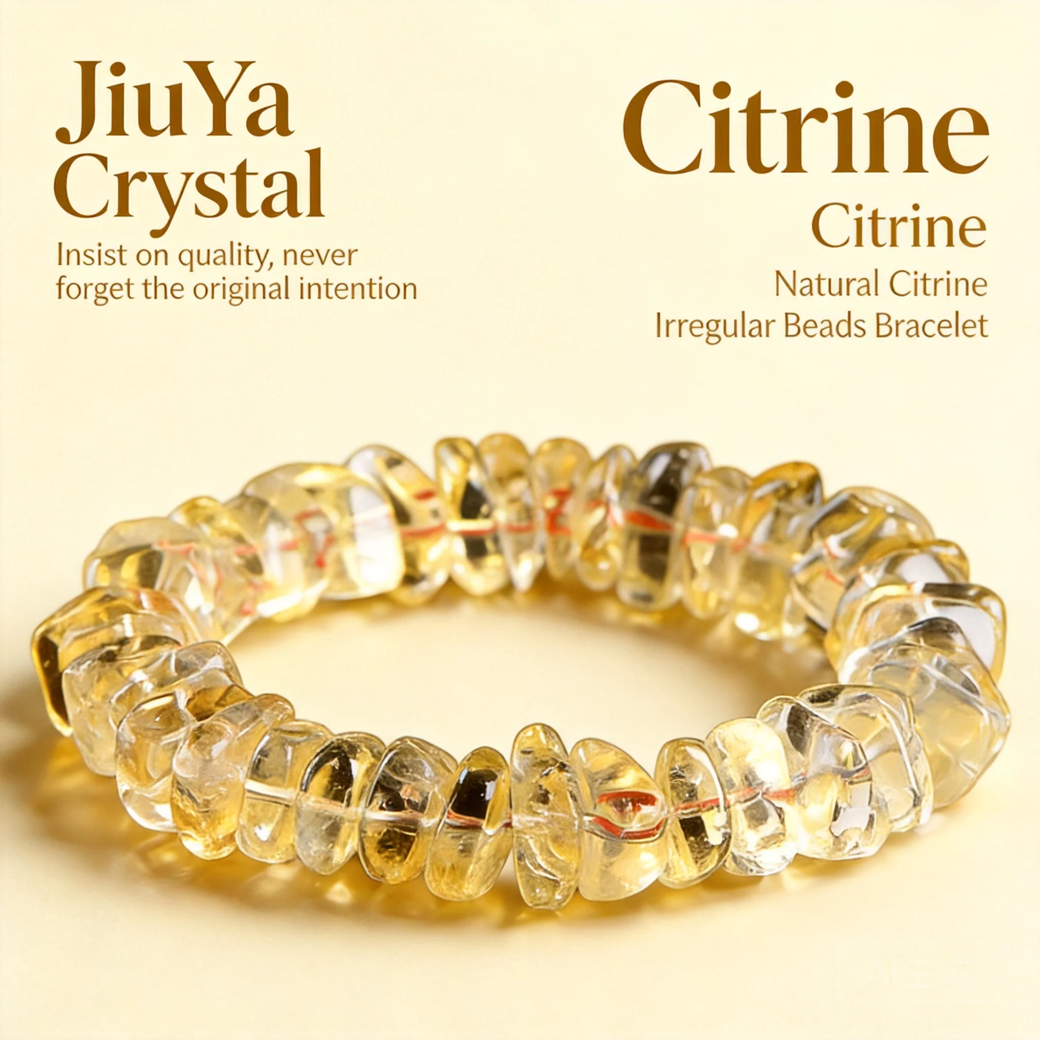 Chinese Style Lucky Natural Citrine Bracelet Irregular Free Form Yellow Crystal Beaded Bracelet For Women Men Wealth Attraction