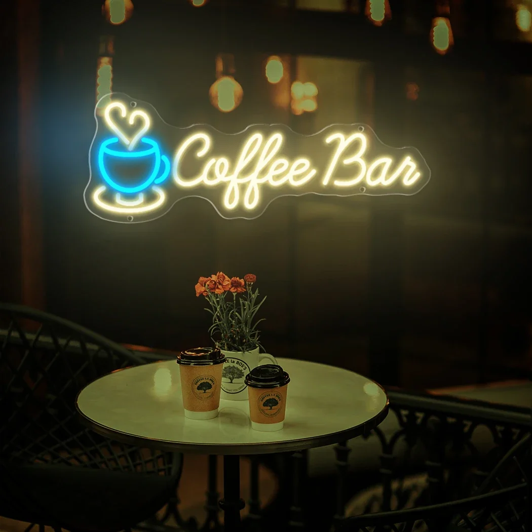 Coffee Bar Neon Sign LED USB Powered Hanging Light for Cafe Restaurant Home Kitchens Restaurants Shops Bar Art Party Decoration