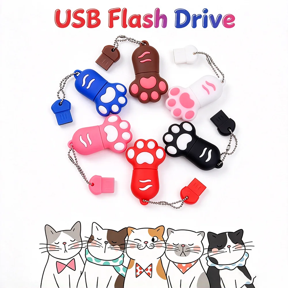 Cute Cat Claws Pen Drive 4gb 8gb 16gb 32gb 64gb Cartoon USB Flash Drive USB Flash Memory Stick Actual Capacity Pendrives U Disk