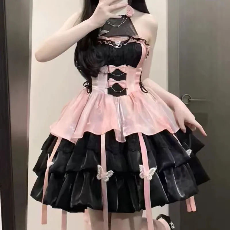 Gothic Style Dark Pink Birthday Tulle Dress