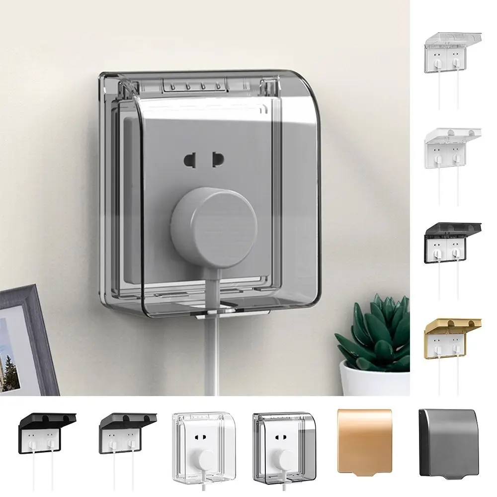 86 Type Switch Protective Cover Self-Adhesive Waterproof Electric Plug Cover Power Outlet Splash-Proof Plug Box for Home