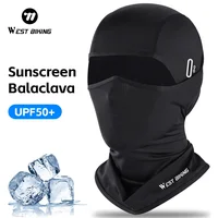 Black UPF50+ balaclava with breathable face covering for sun protection, cycling and outdoor sports
