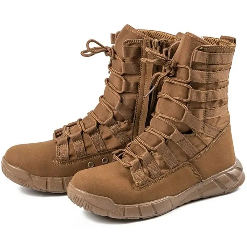 

Military Tactical Combat Boots Men Outdoor Hiking Desert Arm Short Tube Chelsea Boots Pig Skin Leather PU Inner Material