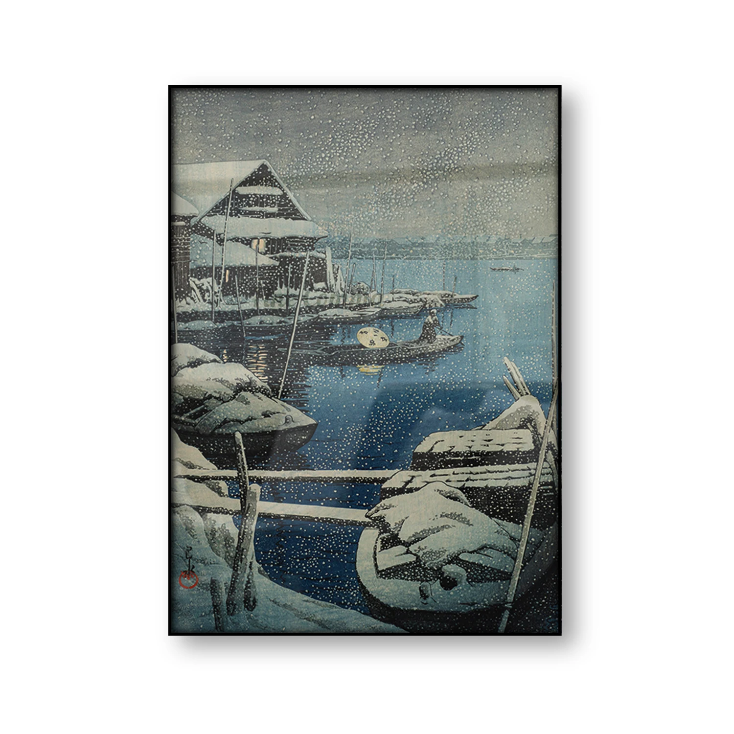 Snow in Mukojima Kawase Hasui Vintage Japanese Art Poster Ukiyoe Wall Art Canvas Print Painting Housewarming Gift Home Decor