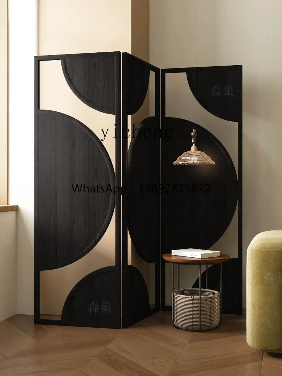 7ZSPScreen Partition Living Room Folding Mobile Modern Art Mid-Ancient Decoration Hallway Baffle