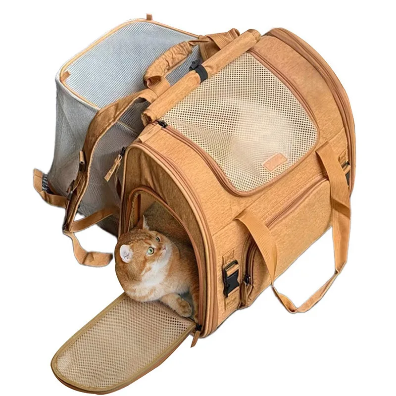 Oxford cloth wear-resistant outdoor portable cat backpack Breathable small belt extended waterproof pet backpack