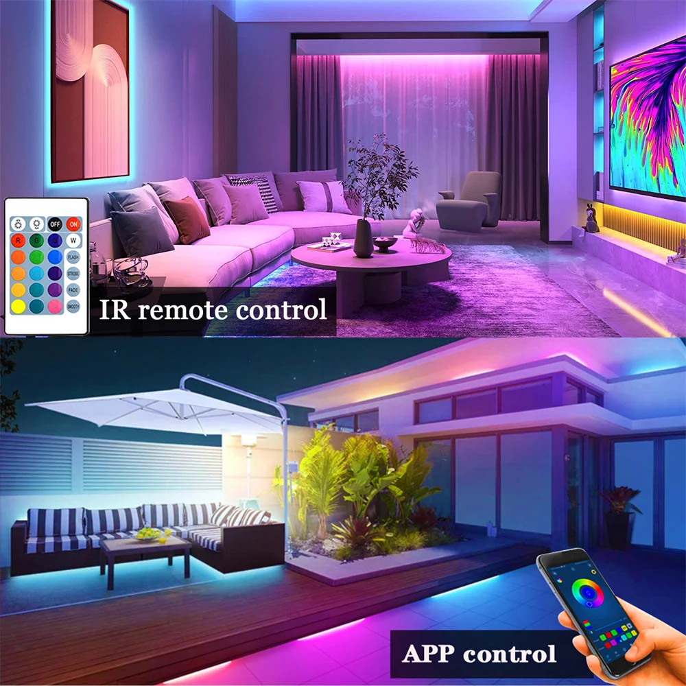 5V RGB 5050 Led Strip Light Bluetooth App 24key Remote Control Led Ribbon Tape Flexible Diode Tape for TV Backlight Room Decor