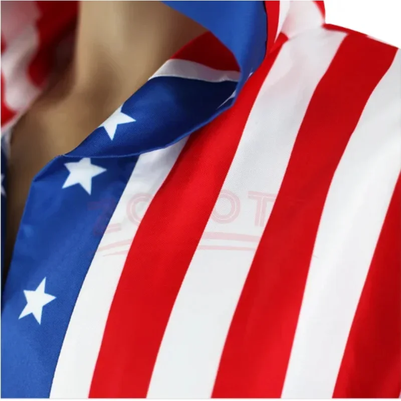 DY2025 Disfraz de boxeo con bandera americana para adultos, con vestido corto Rocky Balboa, disfraz de cosplay del Día de la Independencia