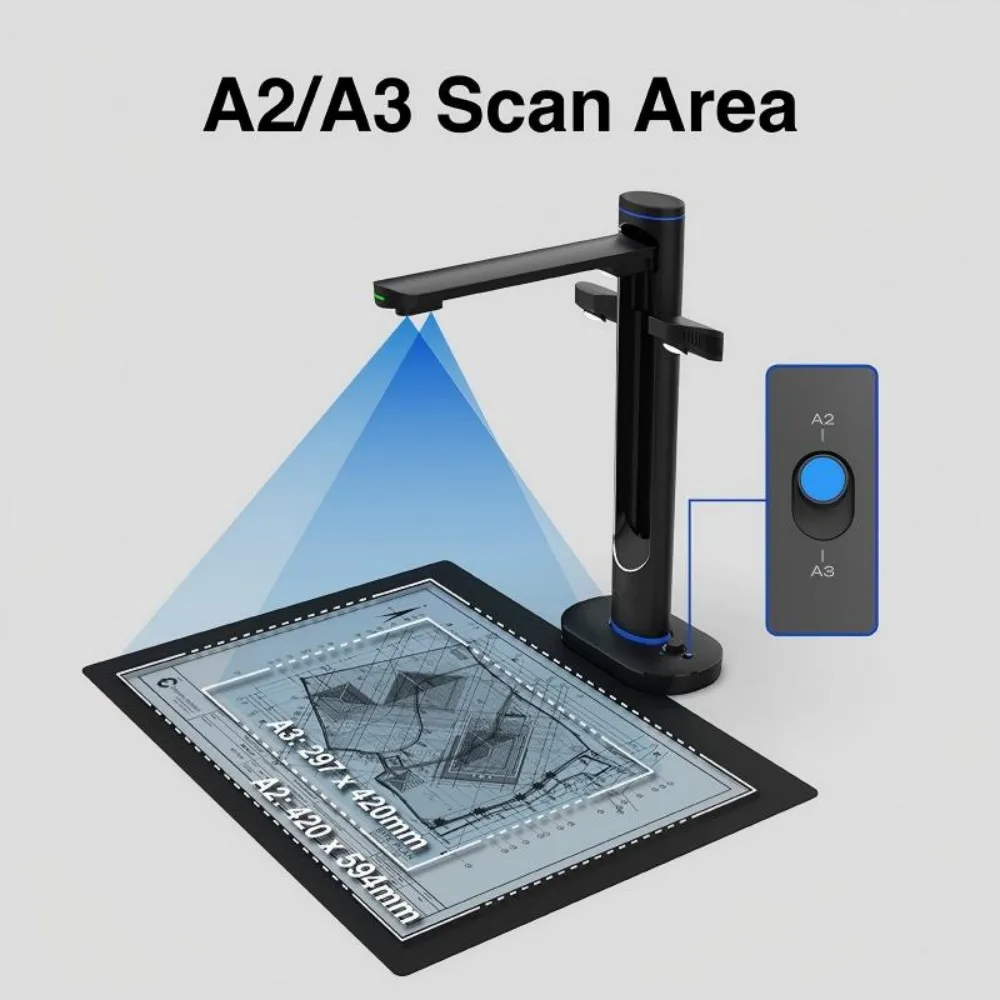 48MP A2 Large Format Newspaper & Document Scanner, High Speed Scanning, USB Interface,   Supply for Library Archive Digitization
