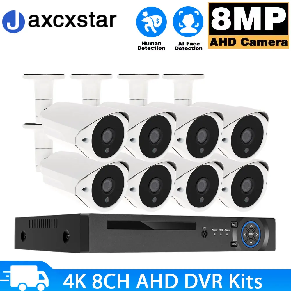 

8CH 8MP DVR Security Camera System Kit Outdoor Surveillance Camera Waterproof AHD CCTV Camera System Kit