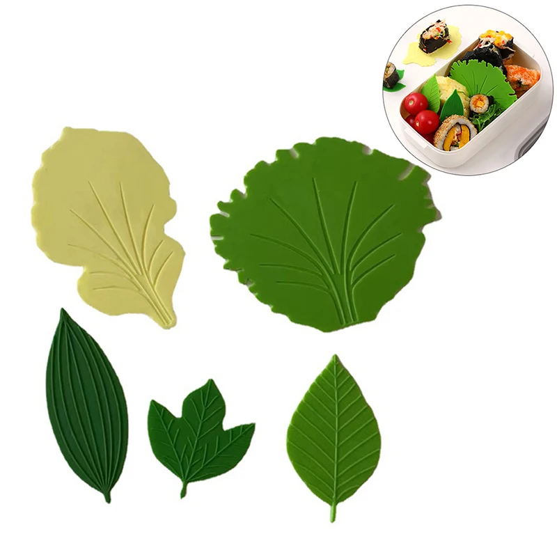 5pcs/Set Leaf Bento Dish Cup Lunch Separator Sushi Rice Ball Mat Kitchen Tools Accessories