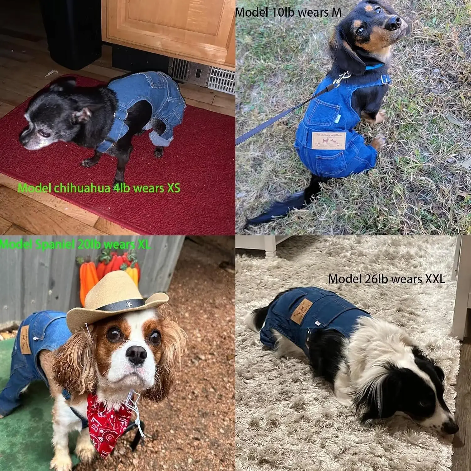 Pet Clothes Elastic Denim Overalls Washed Comfortable Cute Style Puppy XS, Customized