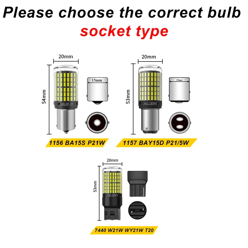 Signal lumineux 12V-24V, 1156 BA15S P21W 1157 BAY15D P21/5W T20 7443 W21/5W 7440 W21W 144LED, ampoule de frein de voiture, clignotant automatique, 1 pièce