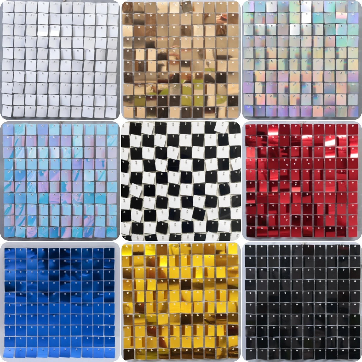 

6/12/24Piece Gold Square Shiny Backdrop Panels Glitter Sequins Background Wall Panels Wedding Birthday Christmas Party Backdrops