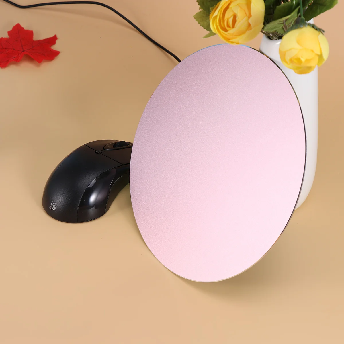 

200x200mm Round Aluminum Mouse Pad Metal Computer Mice Mat Rosy Gold Anti-Skid Base Smooth Surface for Gaming Mouse Pad