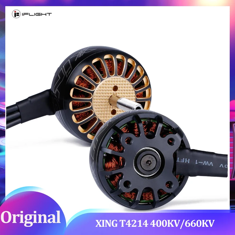 

XING T4214 4214 400KV/660KV Cinematic Motor 6-12S LiPo Compatible 1500g Thrust CNC Bell for Heavy Lift Drones/Gimbals Φ5mm Shaft