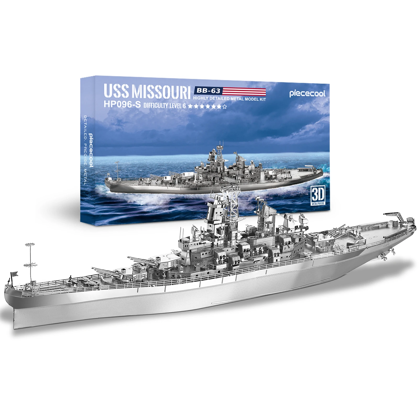 Model Kit Uss Missouri - ชุดโมเดล 3D Piececool โมเดลโลหะ 3D เรือประจัญบาน