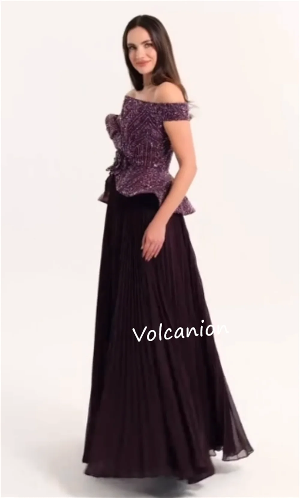 Индивидуальные шифоновые плиссированные платья трапециевидной формы на одно плечо с блестками, длинные платья на заказ, вечерние, изысканные, блестящие