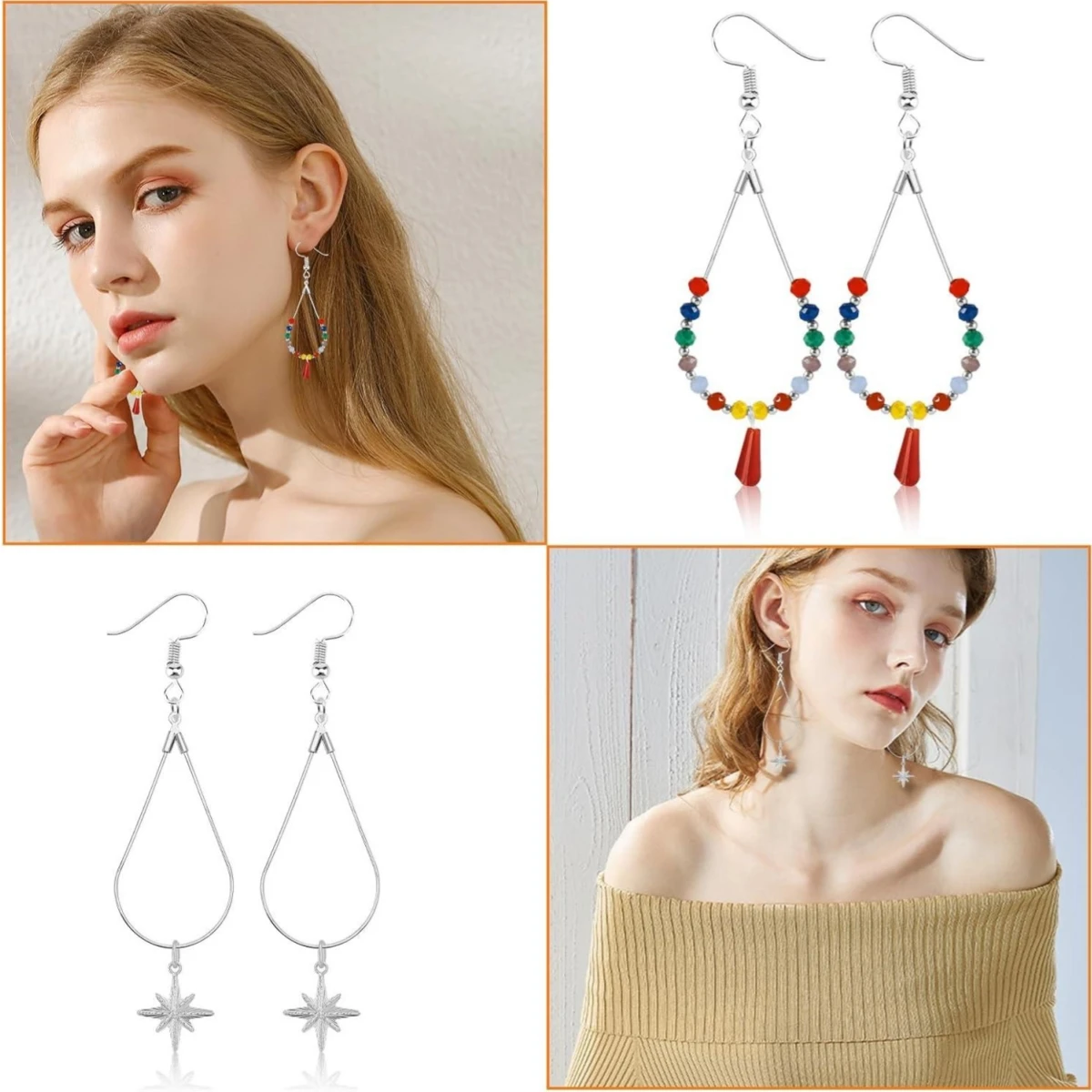 100 Pieces Earring Making Kit, Beading Hoop Findings for DIY Craft