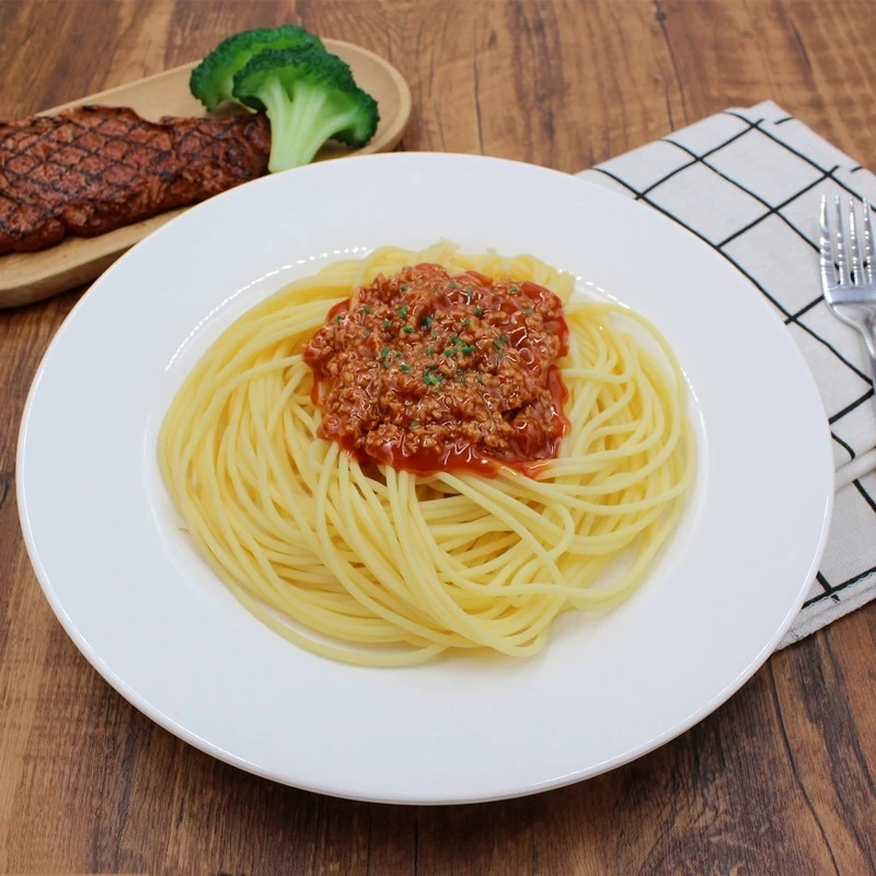 Simulation PVC Fake Noodle Set Kids, Spaghetti Meat Sauce Model with Plate, Kitchen Pretend Toy, Decoration Props, Children Gift