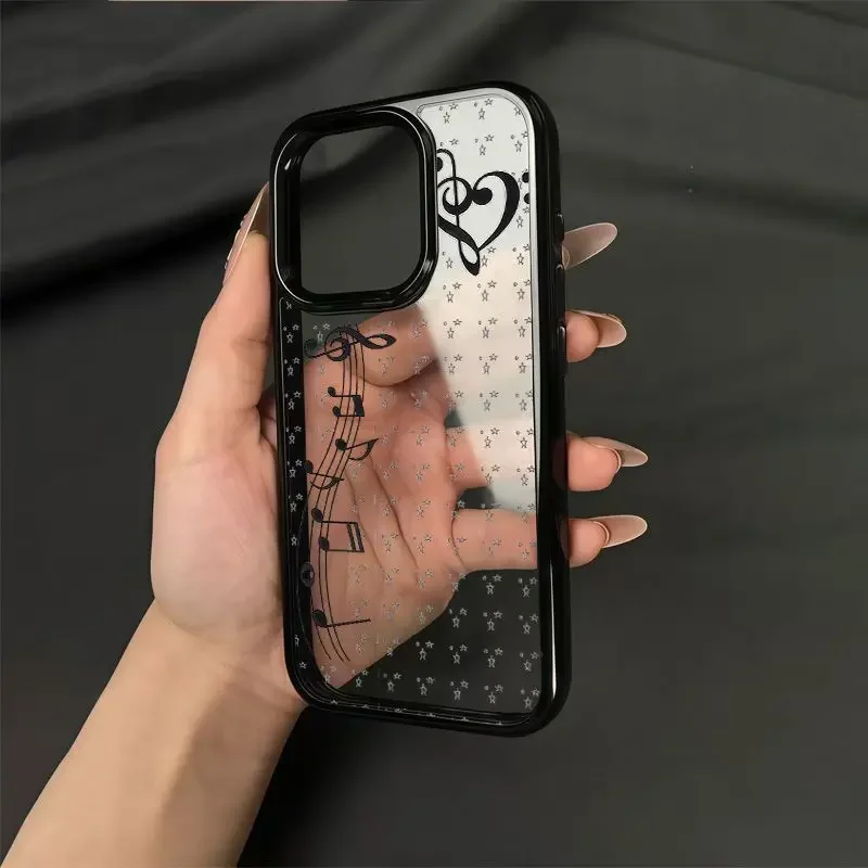 New Lovely INS Style Cartoon Girl Music Note Star Phone Case For iPhone 17 16 15 14 13 12 11 Pro MAX XR XS 7 8 Plus 17air Cover