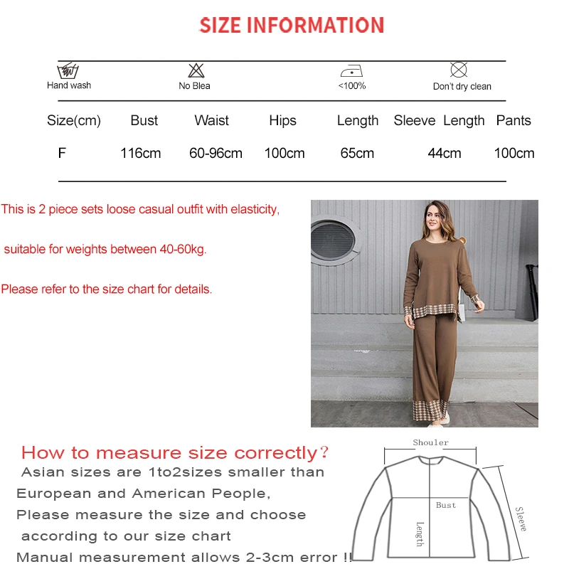 EVNISI Women O-neck Long Sleeve Pullover Top and Wide Leg Pants 2 Piece Sets Knit Patchwork Casual Set Pajamas Women Outfits