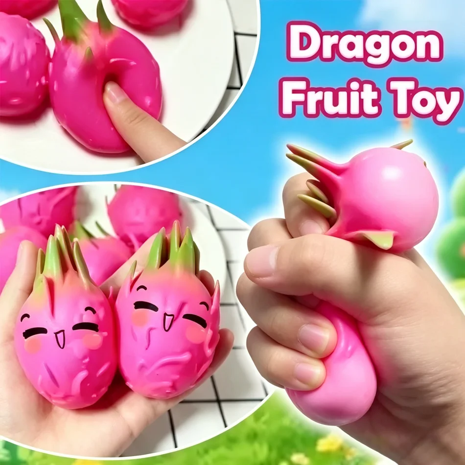 New Dragon Fruit Squishy Stress Relief Toy Realistic Fruit Slow‑Rebound Stress Ball Kids Sensory Interactive Gift