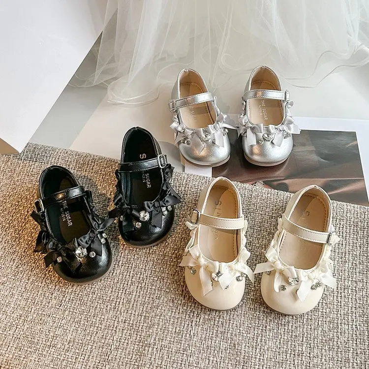

Kids Princess Dance Shoes Round Toes Sweet Girls Mary Jane Fashion Soft Bottom 2025 Autumn New Children Flat Shoes Elegant Trend