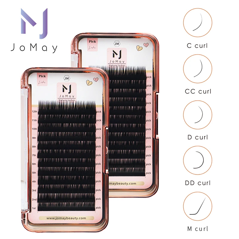 JOMAY L/M Curl 7-15mm Faux Mink Natural Individual Eyelash Extension Curl L M Soft False Lashes Supplies