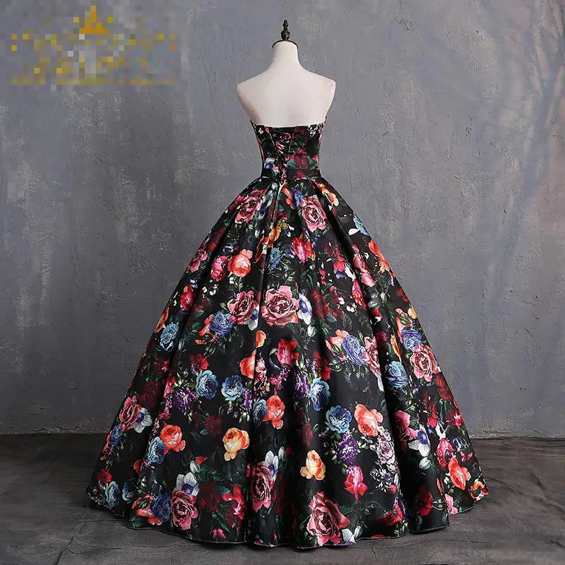 Customized Strapless Quinceanera Dresses Vintage Flowers Elegant Floor-length Puffy Prom Dress Classic Ball Gown With Bow Belt