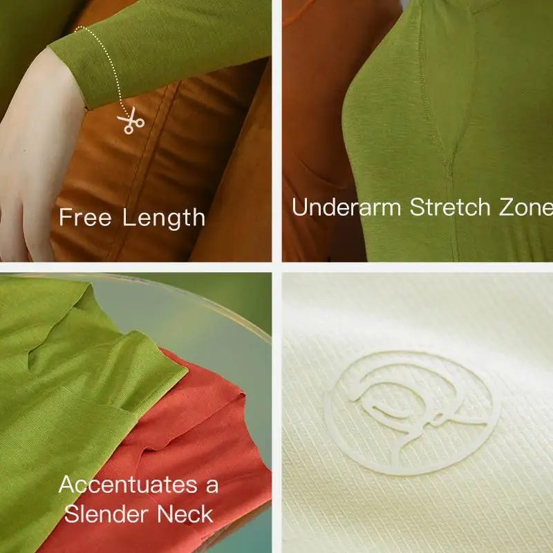 SUJIIN Bielizna Termiczna Plus Size Damska Bluzki na Jesień Zimę 2025 Długi Rękaw Kwadratowy Dekolt Oversize T-shirty Top Kobieta WC024A